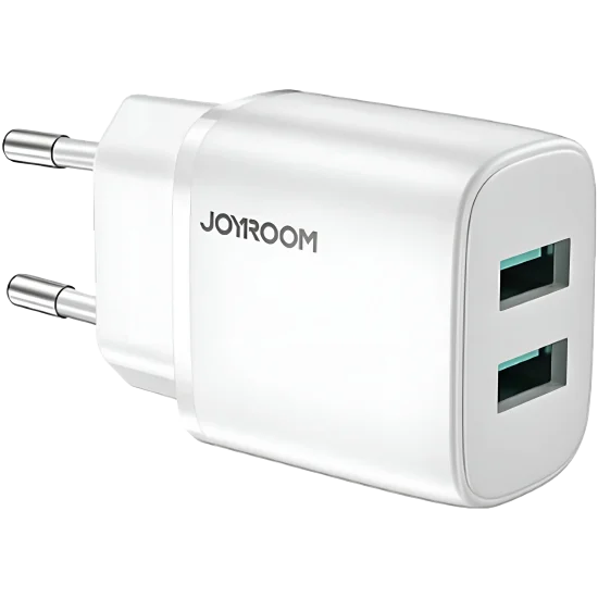 Charger Mobile Joyroom Dual Usb To Type-C Mini Fast Charger 2.4A L-2A123 White